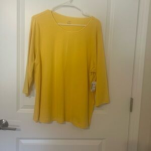 CJ Banks Yellow 3/4 Sleeve Top NWT
